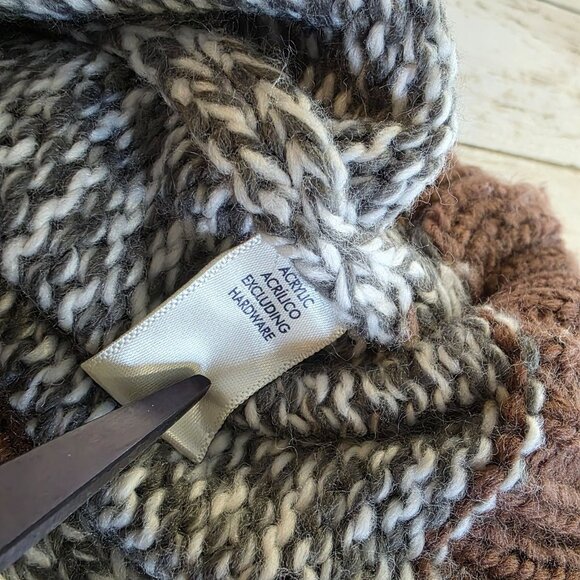 BKE Buckle Oversized Checkered Cardigan Knit Button Up L Cozy Earth Tones Casual - Picture 8 of 10